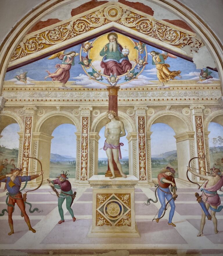 Pietro Perugino, Il martirio di San Sebastiano, 1505, Chiesa di San Sebastiano, Panicale. Photo Emma Sedini