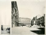 Sede preesistente (a sinistra); fotomontaggio che illustra la prima ipotesi di facciata (a destra). Courtesy Intesa Sanpaolo