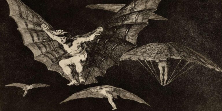 Francisco de Goya, Modo de volar (A Way of Flying), 1816-23. Plate 13 of Los Proverbios. Etching, aquatint and drypoint onpaper. © The Trustees of the British Museum