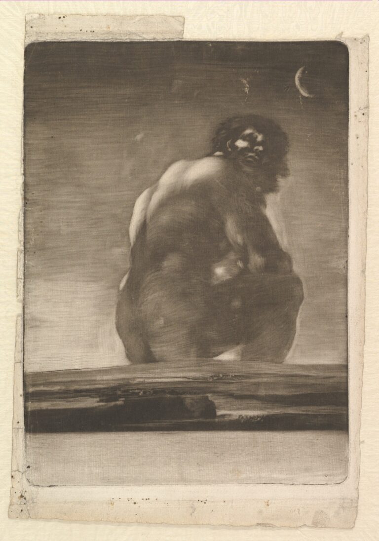 Francisco de Goya, Seated Giant, By 1818 (possibly 1814–18). Burnished aquatint, scraper, roulette, lavis. The Metropolitan Museum of Art, New York