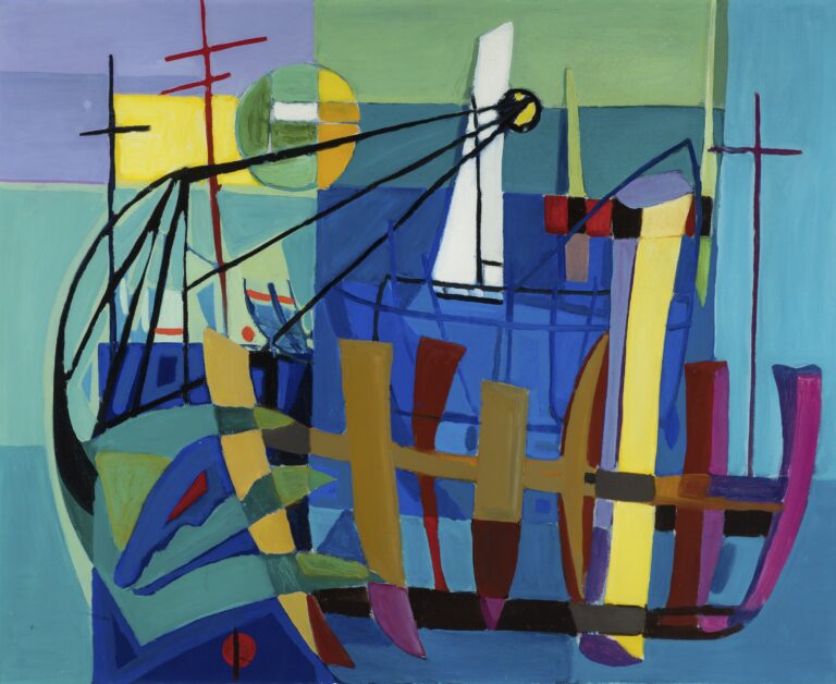Antonio Corpora, Cantiere, olio su tela, 1948 – collezione Damiani (opera esposta alla Biennale del 1948)