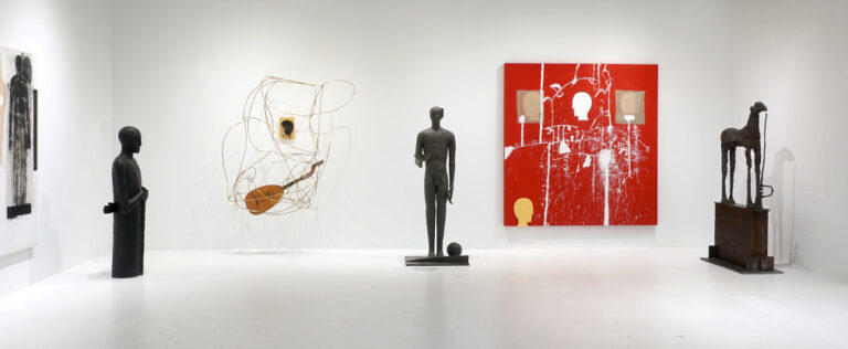 Mimmo Paladino. painting and sculpture, installation view at Margulies Collection, Miami