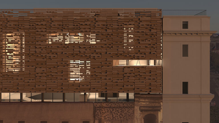 Museo MANN, vista notturna della facciata. Courtesy ABDR Architetti Associati