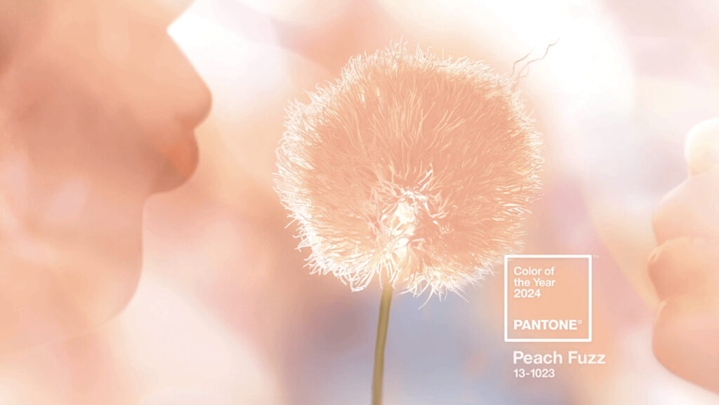 Peach Fuzz è il colore Pantone dell’anno 2024. A metà strada tra il rosa e l’arancio