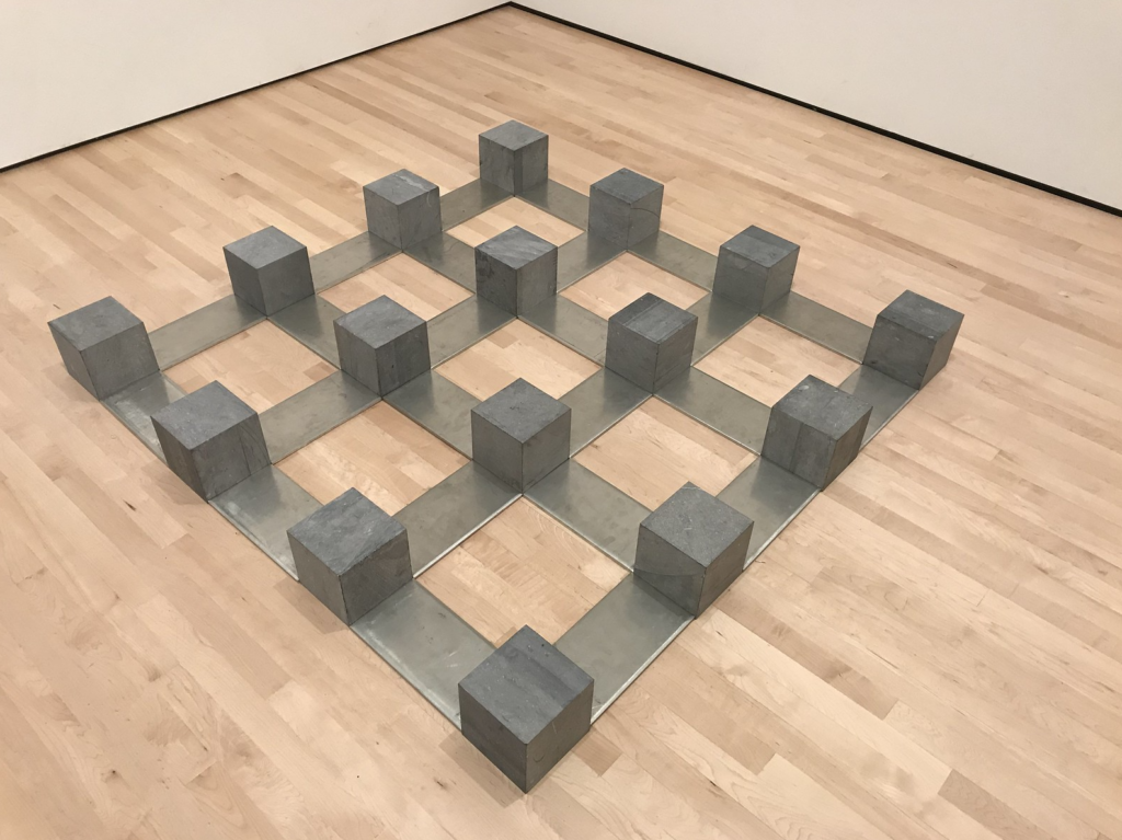 Carl Andre Belgica Blue Tin Raster 1990. Belgian blue limestone and tin. Fisher Collection. SFMOMA È morto l'artista Carl Andre, leggenda del minimalismo