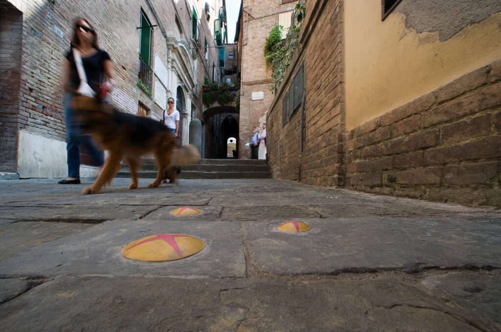 Il progetto che da 20 anni installa pietre d’artista sul selciato di Siena