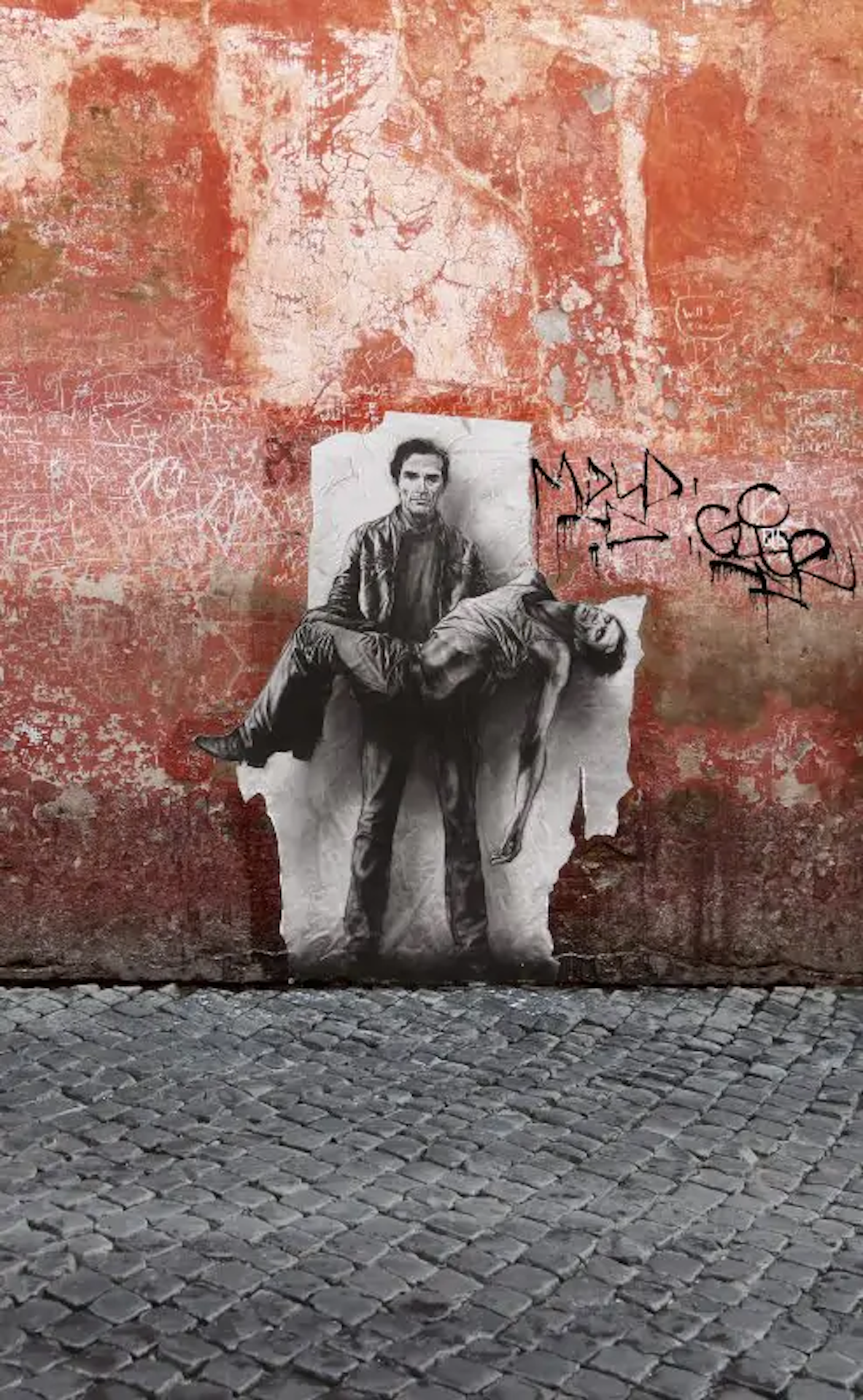 Ernest Pignon-Ernest, Pasolini assassiné – Si je reviens, Roma, 2015. Courtesy Galerie Lelong. Credits © Ernest Pignon-Ernest - Adagp, Paris 2024