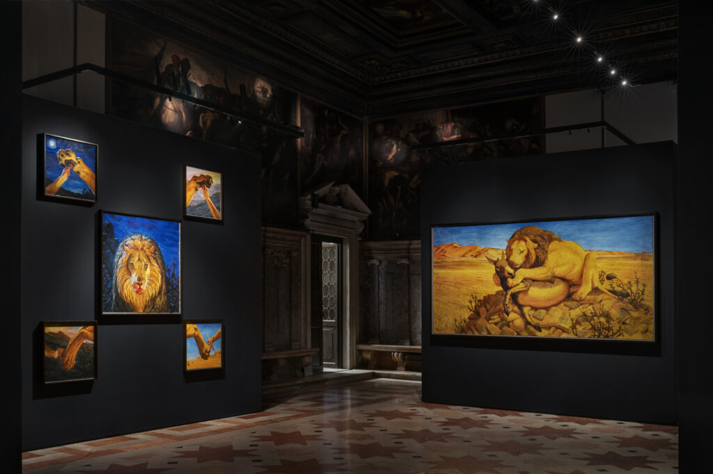 Walton Ford, The Lion of God, installation view all'Ateneo Veneto, Venezia, 2024. Foto Ginevra Formentini