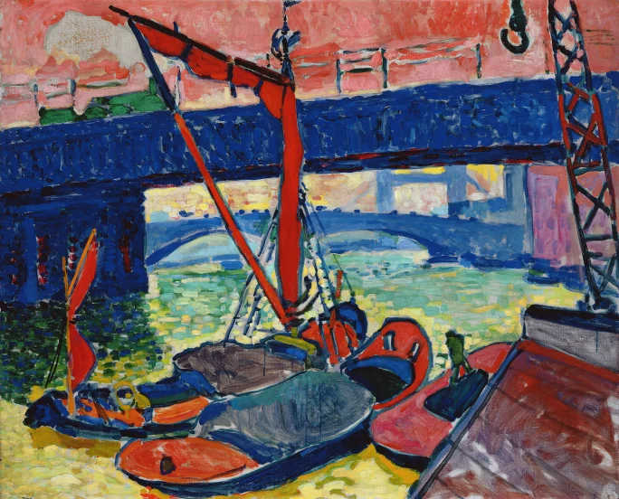 André Derain (1880–1954) Barges on the Thames, 1906. Leeds Museum & Galleries @ ADAGP, Paris and Dacs. London 2024