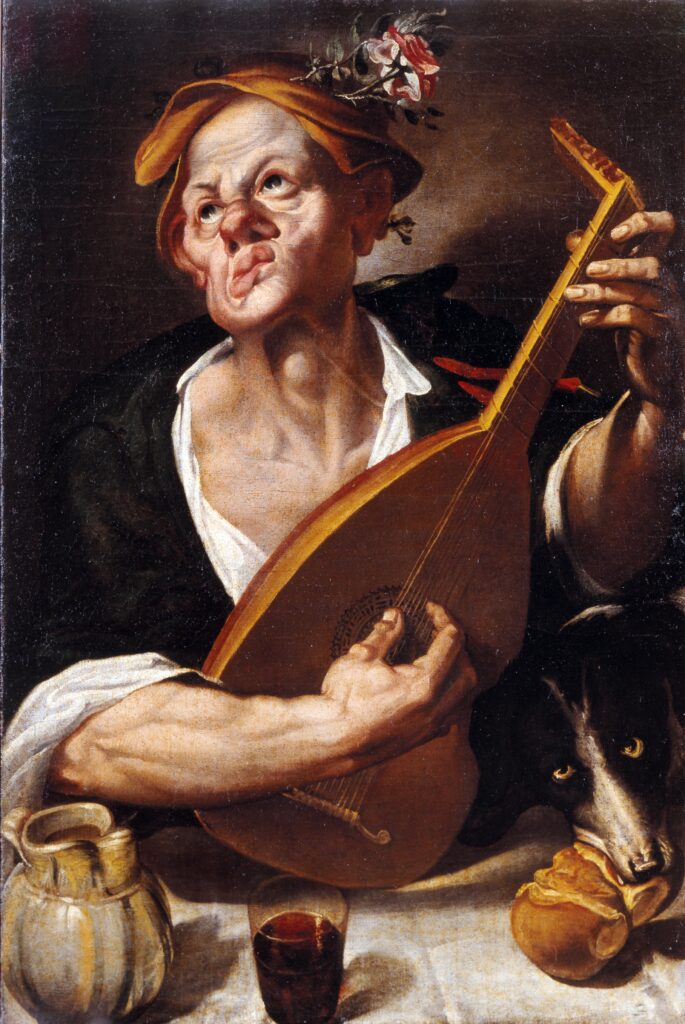 Bartolomeo Passerotti, Contadino che suona il liuto (Allegoria dei cinque sensi), Collezione BPER Banca, Modena