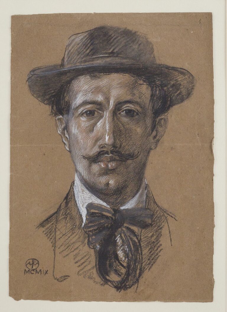 Felice Melis Marini, Autoritratto, 1909, Carboncino su carta Photo Pierluigi Dessì, Confinivisivi