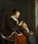 Gerard ter borch, madre che pettina i capelli della figlia (la ricerca dei pidocchi), 1652-53