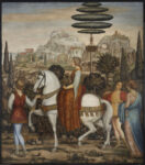 Federico Angeli, Dama a cavallo con corteo cavalleresco, 1931, tempera grassa su tela. Collezione Sella SGR