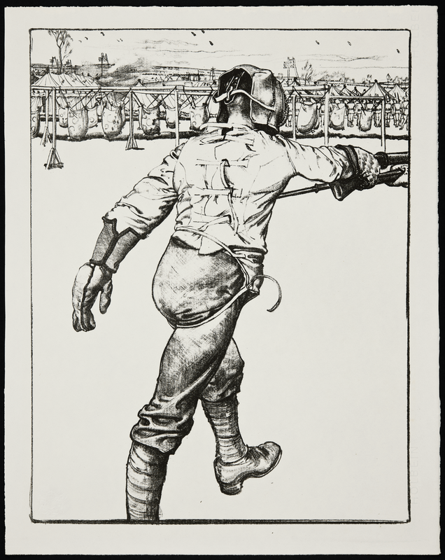 Eric Henri Kennington, Bayonet Practice, 1917. Lithograph on paper Acquired- 1919. Presented by Ministry of Information Accession Number- NMW A 13165 Collection, The Great War Britain