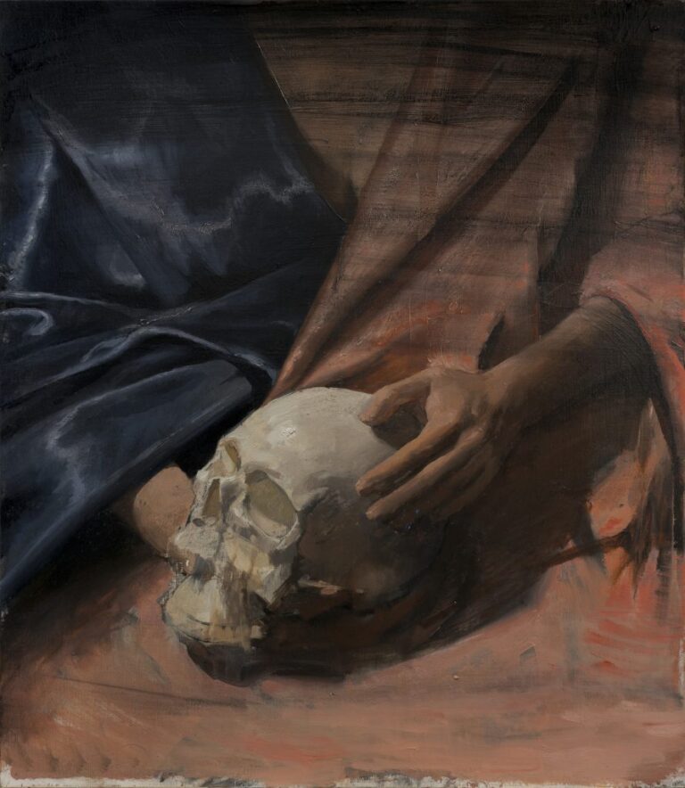 Marcos Lozano (Born in 1990) Vanitas, 2023 Oil on board 80 × 60 cm. Moretti Fine Art