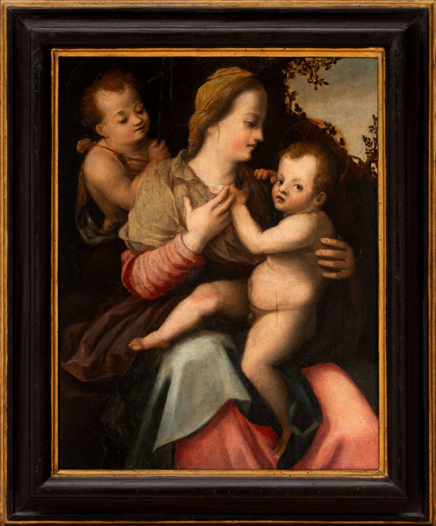 Scuola fiorentina, Madonna col Bambino e San Giovannino. Museo di Palazzo Pretorio Prato