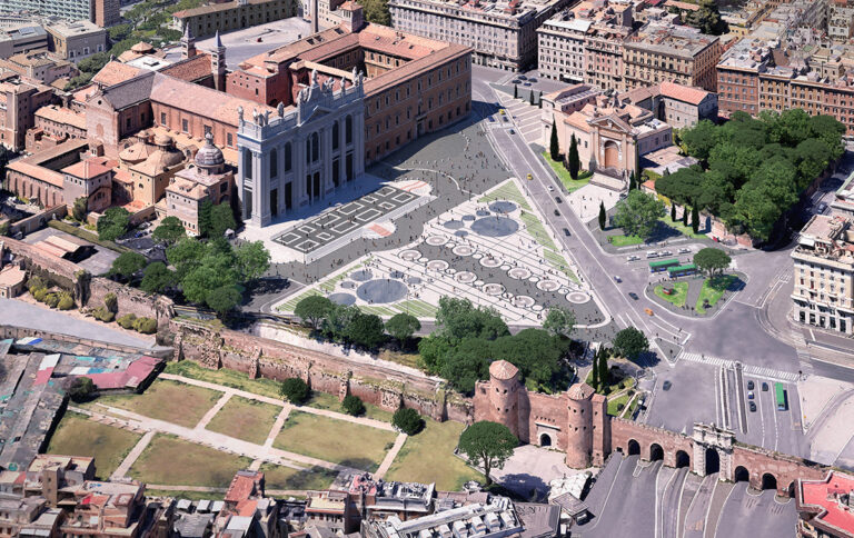 Piazza San Giovanni in Laterano a Roma, render. Courtesy One Works