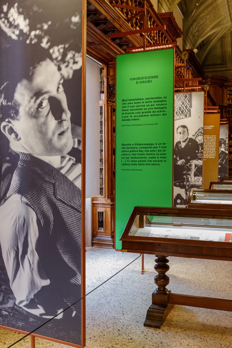 Enrico Baj, Libri in libertà, installation view at Biblioteca Braidense, Milano, 2024