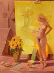 Lisa Yuskavage, Posing with Sunflowers, 2023