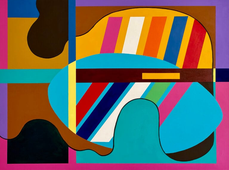 Mark James, Slip Slidin'Away, 2024 Acrylic on canvas 91 x 122 cm. Courtesy Cris Contini Contemporary