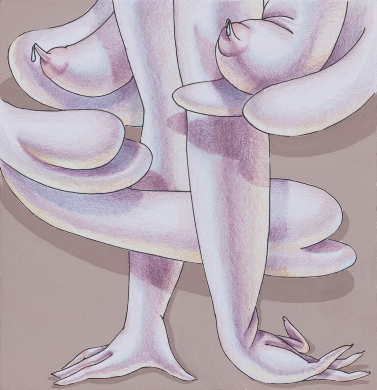 Sarah Slappey, Nude Cloud Drip, 2020, colored pencil, pen and gouache on paper