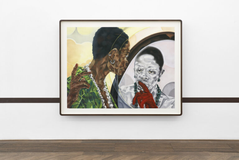Toyin Ojih Odutola, Don’t Be Afraid; Use What I Gave You, 2023, installation view, in Toyin Ojih Odutola, Ilé Oriaku, Kunsthalle Basel, 2024, photo Philipp Hänger: Kunsthalle Basel