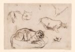 Eugène Delacroix French, 1798–1863 Studies of a Cat, 1830s Pen and brown ink and wash Thaw Collection, The Morgan Library & Museum, 2017.69. Photography by Steven H. Crossot.