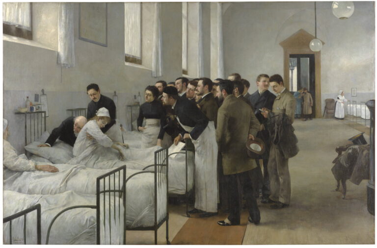 Luis Jiménez Aranda, Una sala del hospital durante la visita del médico, 1889