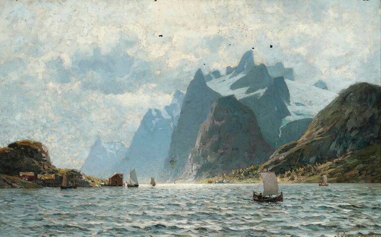 Adelsteen Normann, Barche da pesca in un fiordo norvegese, s.d.