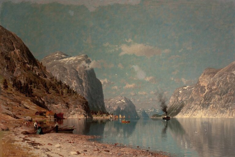 Adelsteen Normann, Paesaggio su un fiordo, 1881