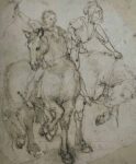 Albrecht Dürer, Due cavalieri, disegno a penna, Monaco di Baviera, Staatliche Graphische Sammlungen