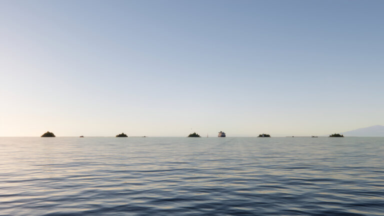 Boats can easily navigate between the islands, and trees and vegetation will grow on the artificial pontoons. Copyright Angelo Renna