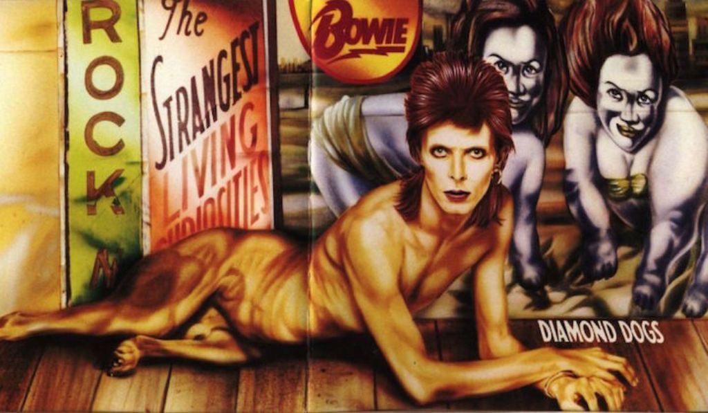 Fronte e retro della copertina di Diamond Dogs, 1974