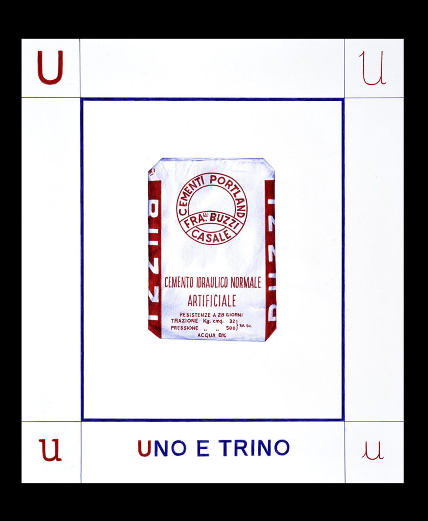 Giuseppe Stampone, Uno e Trino, 2024, 21 lettere a penna Bic su carta, cm 32x37