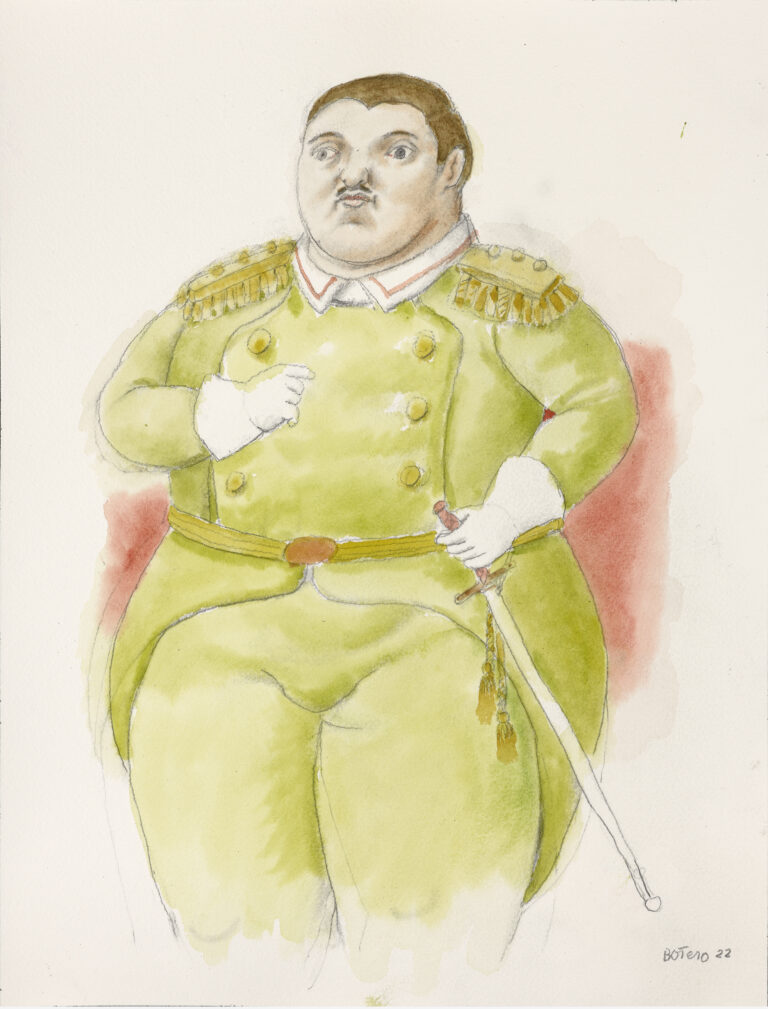 Fernando Botero Il Generale, 2022 Acquarello su carta, 41x31 cm Collezione privata