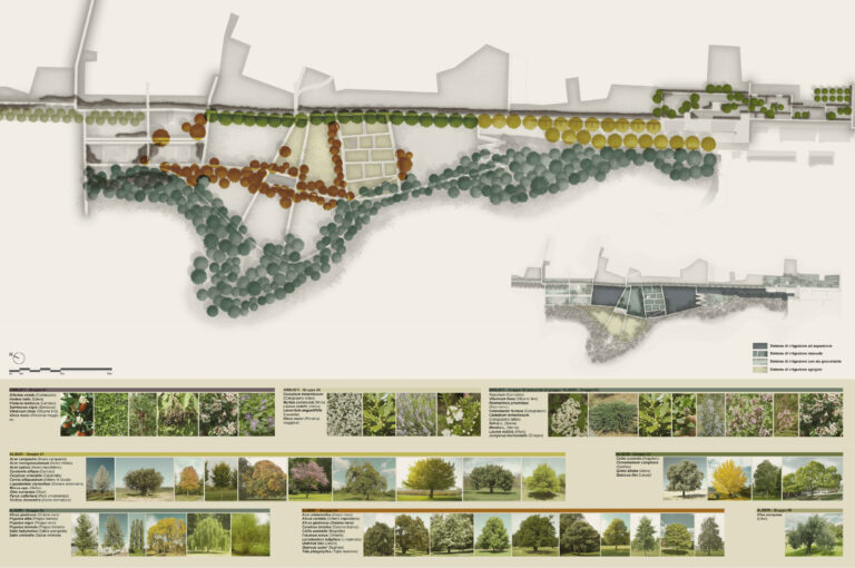 Vegetazione e schemi irrigazione. Courtesy Centola & Associati - Proap