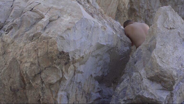 Fazal Rizvi. How to Be a Rock a fall, a poem, a wish, a score, a manifesto, 2024, still from video installation