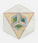 Monir Shahroudy Farmanfarmaian, Triangle, 2006. Mirror, reverse-glass painting, and plaster on wood. Courtesy of The Estate of Monir Shahroudy Farmanfarmaian and the James Cohan gallery. Photo by Phoebe Dheurle