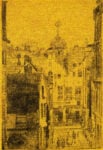 Rue du Bon Secours, Brussels, 1887, drypoint on satin, Collection P.F.