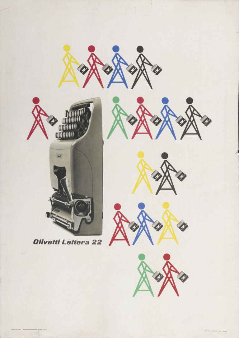 Giovanni Pintori, Olivetti Lettera 22, 1954, Manifesto, Stampa offset, 70 x 50 cm, Archivio privato Paolo Pintori, Immagine di Matteo Zarbo