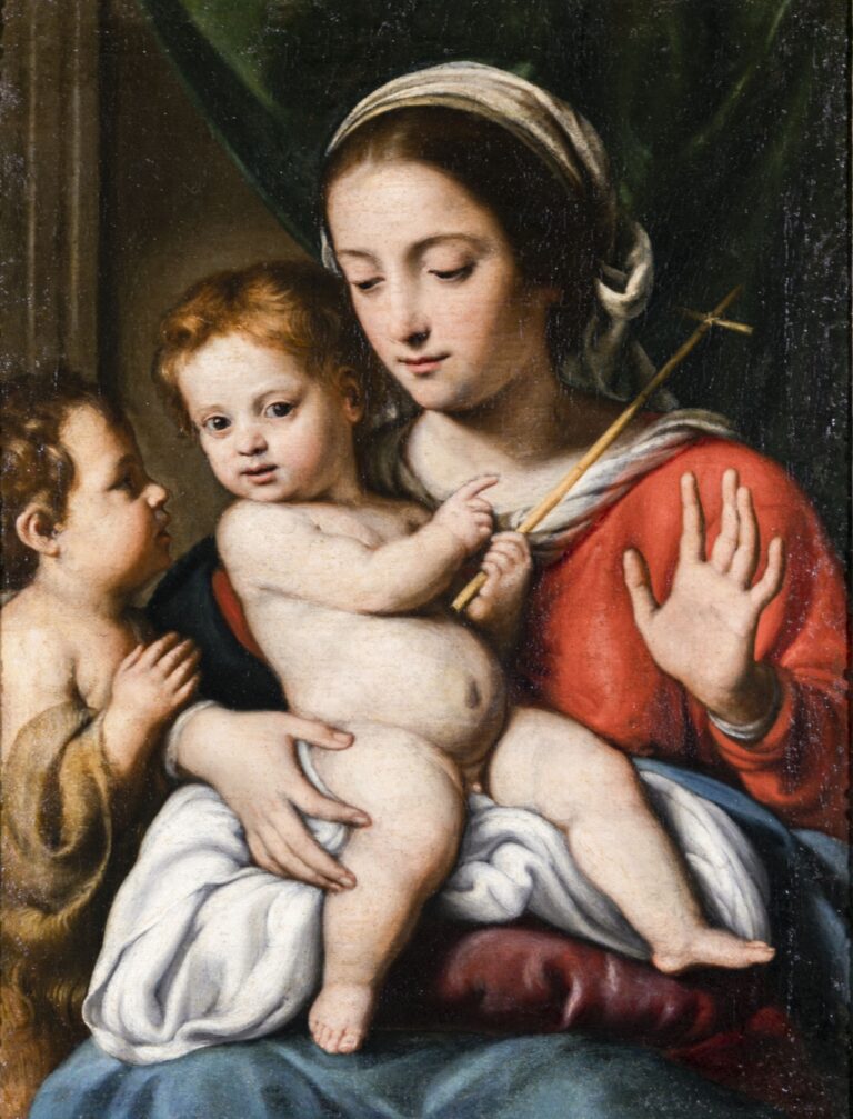 Alessandro Mattia da Farnese, Madonna col Bambino e San Giovannino, olio su tela, Arezzo, Collezione Longi