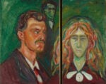 Edvard Munch, Autoritratto su sfondo verde; Tulla Larsen, 1905, Olio su tela, 67,5x45,5 cm : 62,5x33 cm. Photo © Munchmuseet