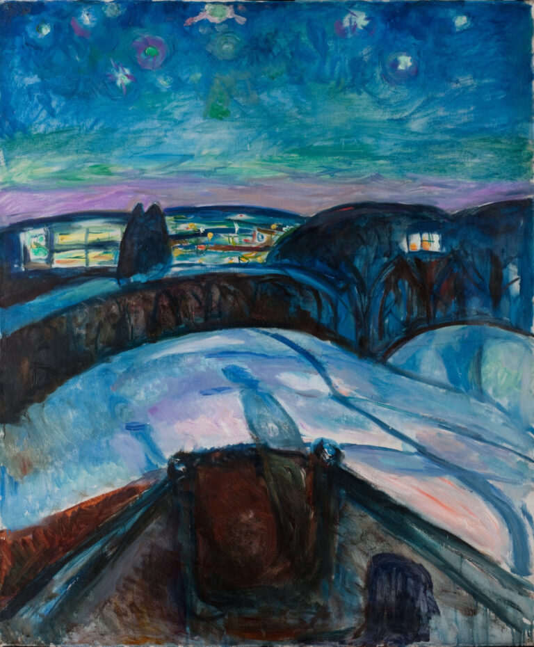 Edvard Munch, Notte stellata, 1922–24, Olio su tela, 80,5x65 come. Photo © Munchmuseet