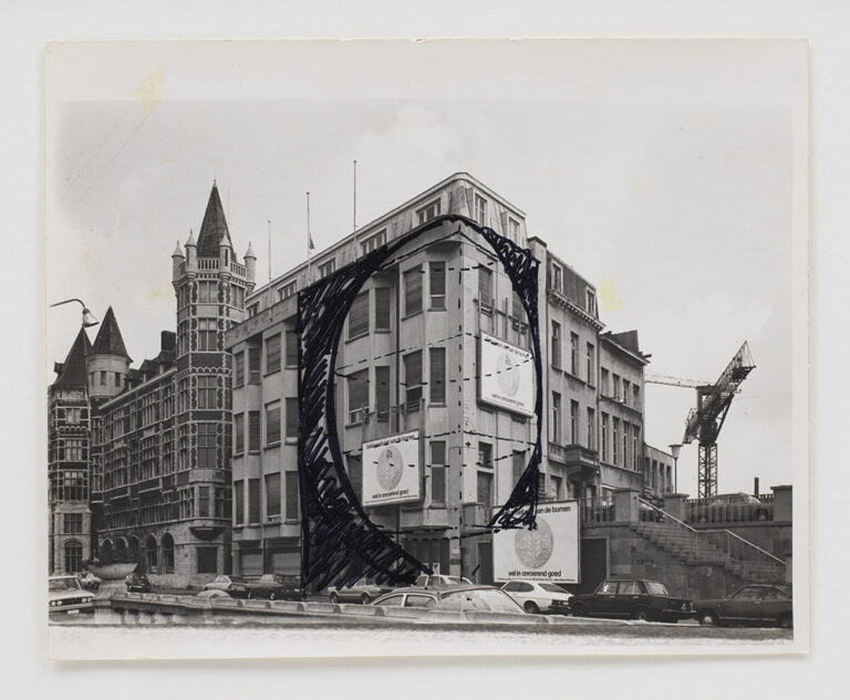 gordon matta clark study for office baroque first project 1977 c artist courtesy of the estate of gordon matta clark and patinoire royale bachjpg Le case dimezzate del grande artista Gordon Matta-Clark a Bruxelles in un’ex patinoire dell’800