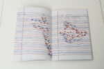 Reena Saini Kallat, Ruled Paper (red, blue, white), 2022, Electric wire on deckle – edge handmade paper. Courtesy of Richard Saltoun Gallery. Copyright of the Artist