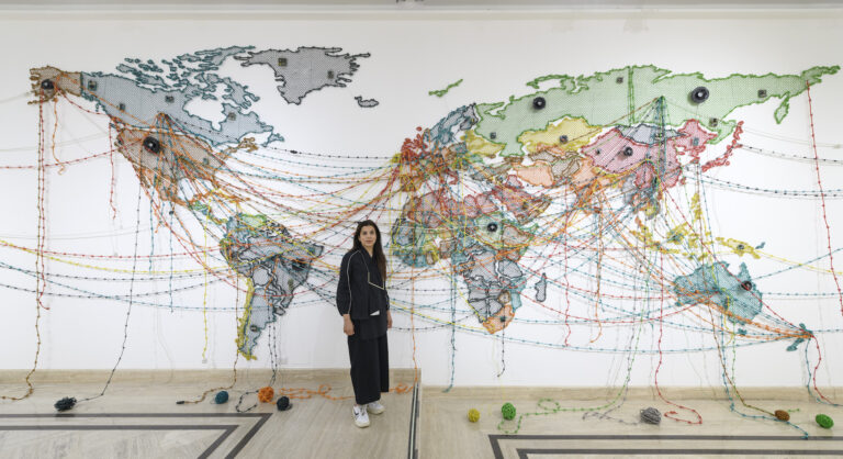 Reena Saini Kallat, What the Sky Won't Say, the Ground Will, Richard Saltoun Gallery Rome, 2024. Courtesy Richard Saltoun Gallery © of the artist. Photo Giorgio Benni