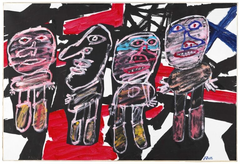 Jean Dubuffet, Luogo affollato, 27 agosto 1982. Acrilico su carta telata. Musée Cantonal des Beaux-Arts, Losanna.