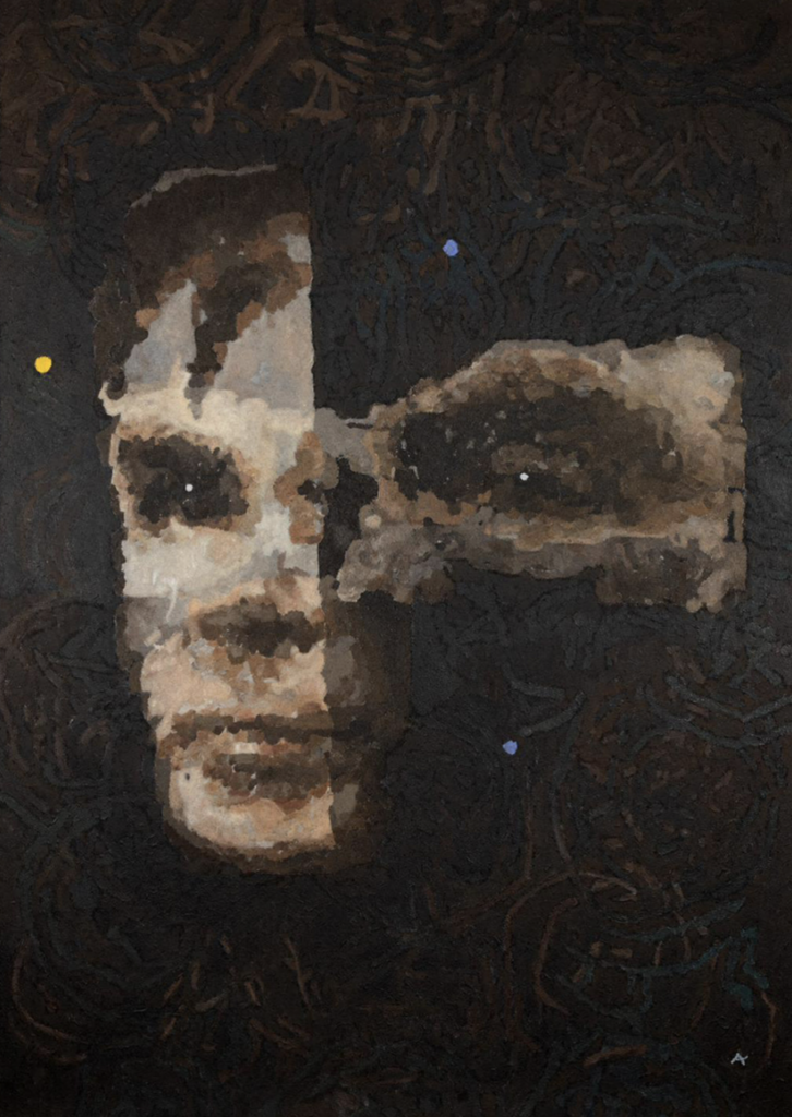 Ai-Da Robot (Aidan Meller) A.I. God. Portrait of Alan Turing Courtesy Sotheby's