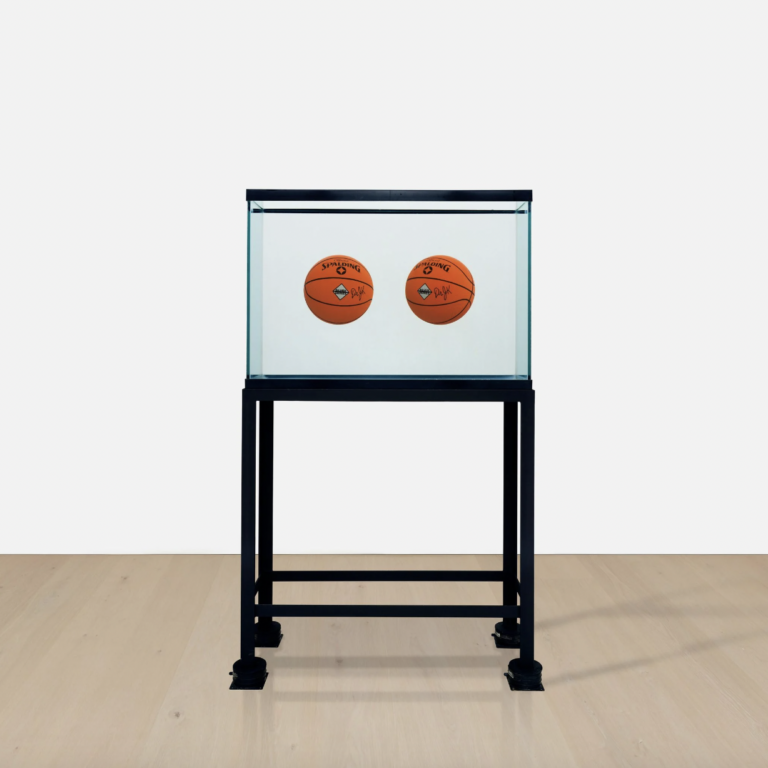 Jeff Koons, Two Ball Total Equilibrium Tank (Spalding Dr. J Silver Series). Courtesy Phillips