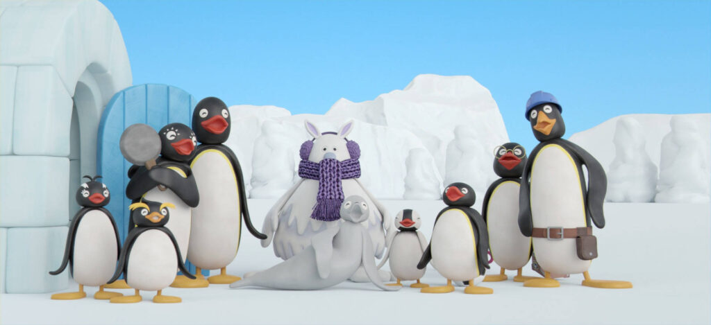 Pingu con la famiglia e gli amici